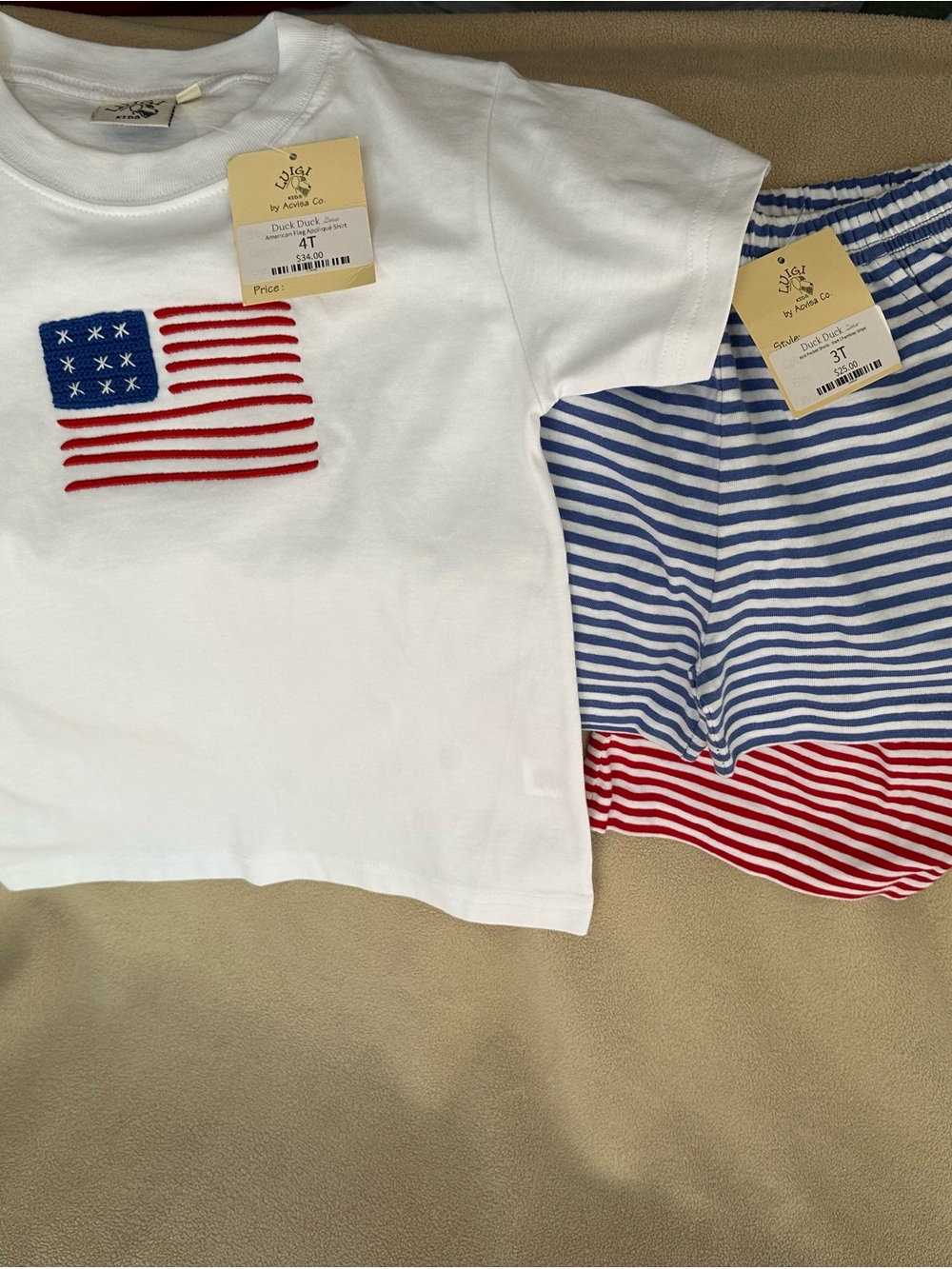 Luigi Kids Duck Duck 4th of July 3pc Bundle Shirt & Shorts NWT